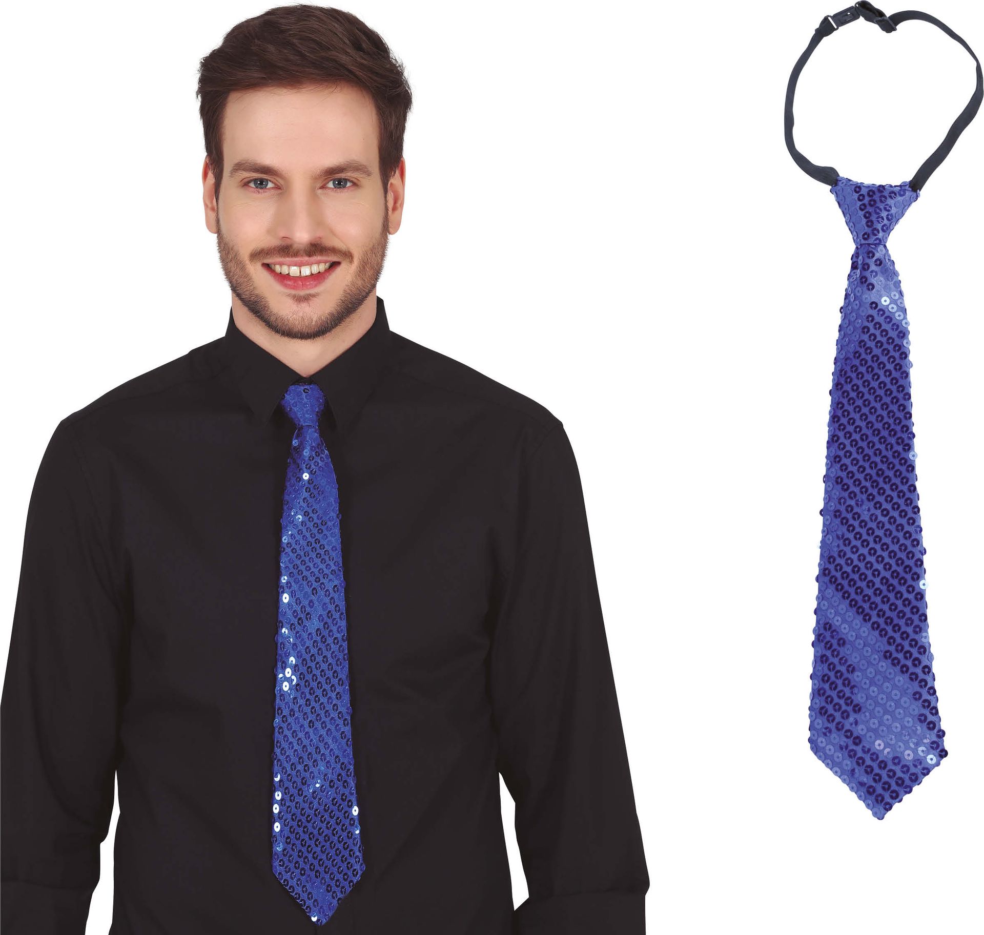 Blauwe Pailletten Stropdas
