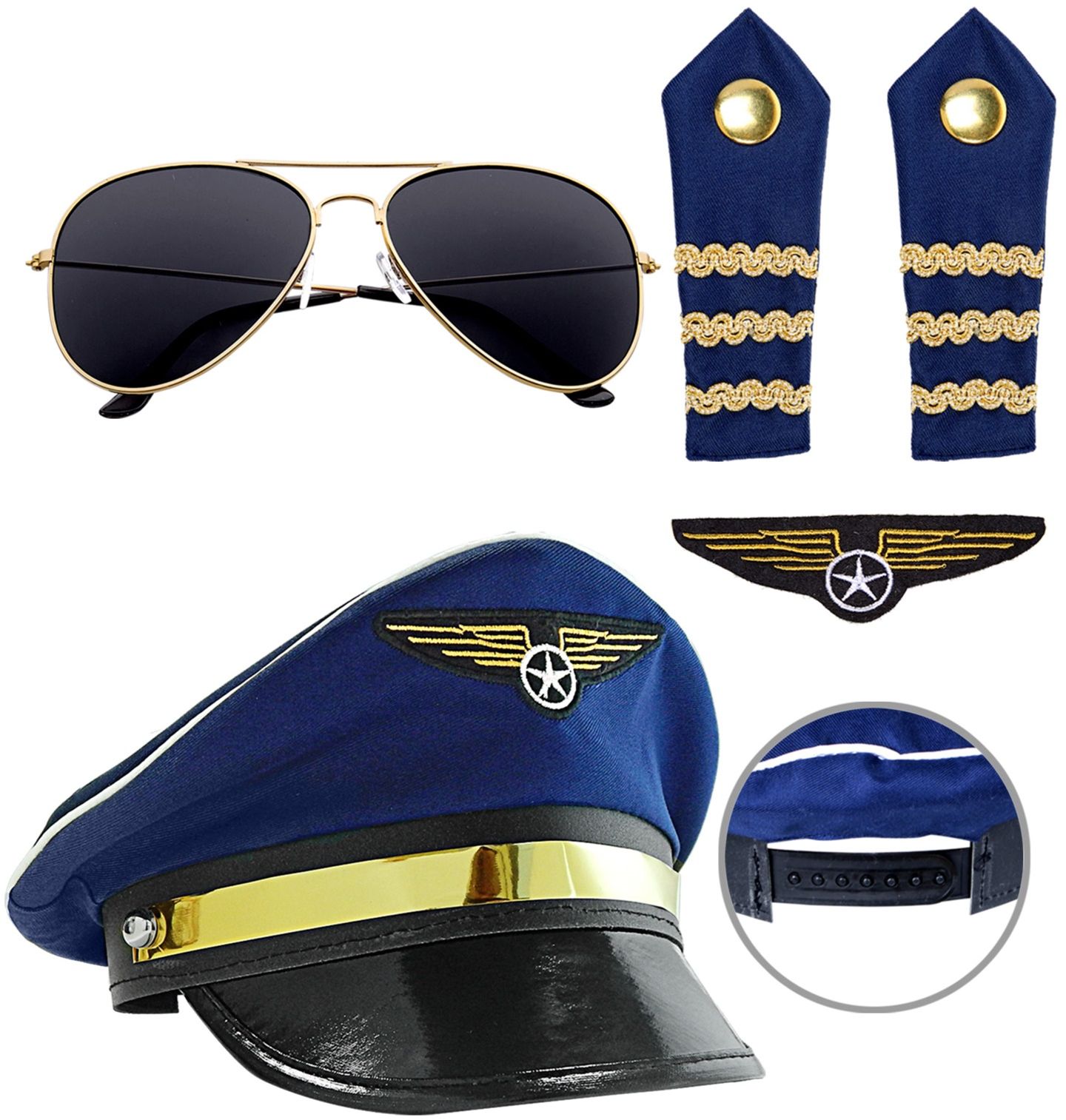 Blauwe Piloot Accessoire Setje