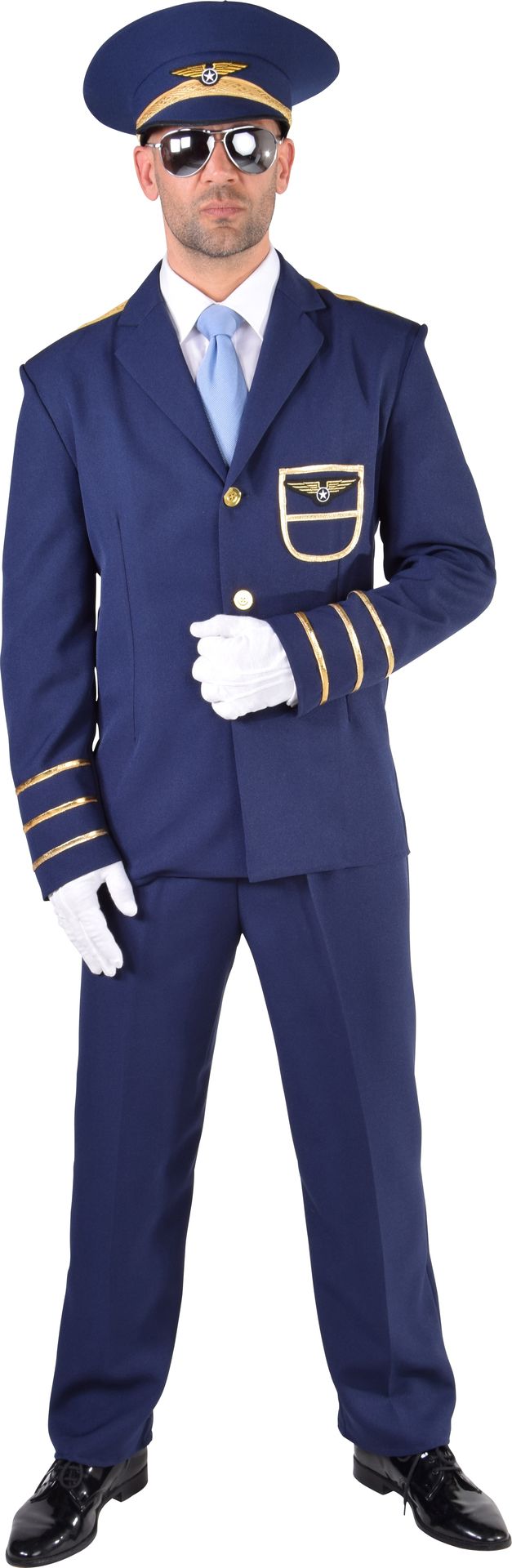 Blauwe piloot outfit mannen