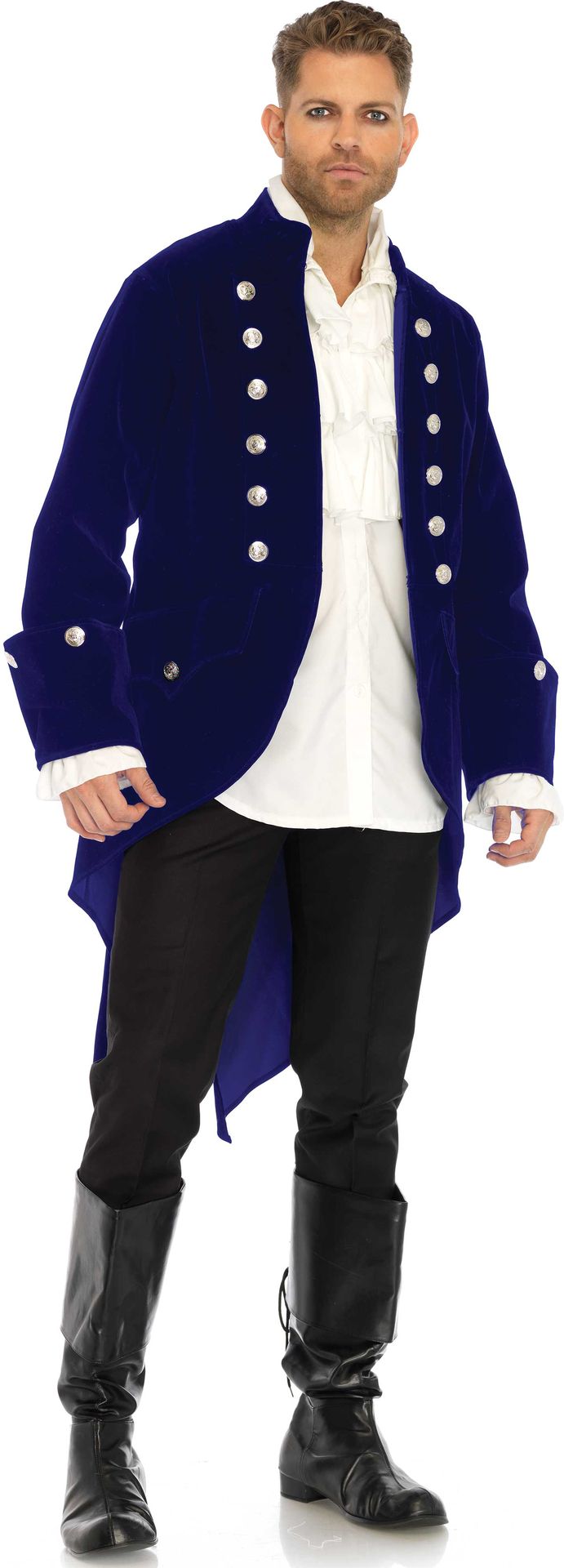 Blauwe Piraten Jas met Zilveren Knopen