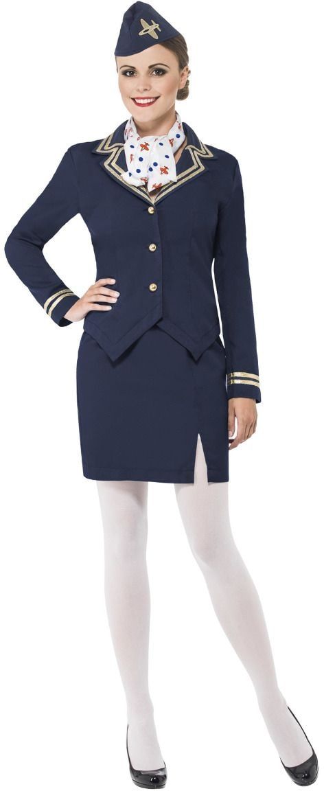 Blauwe Stewardess Kostuum