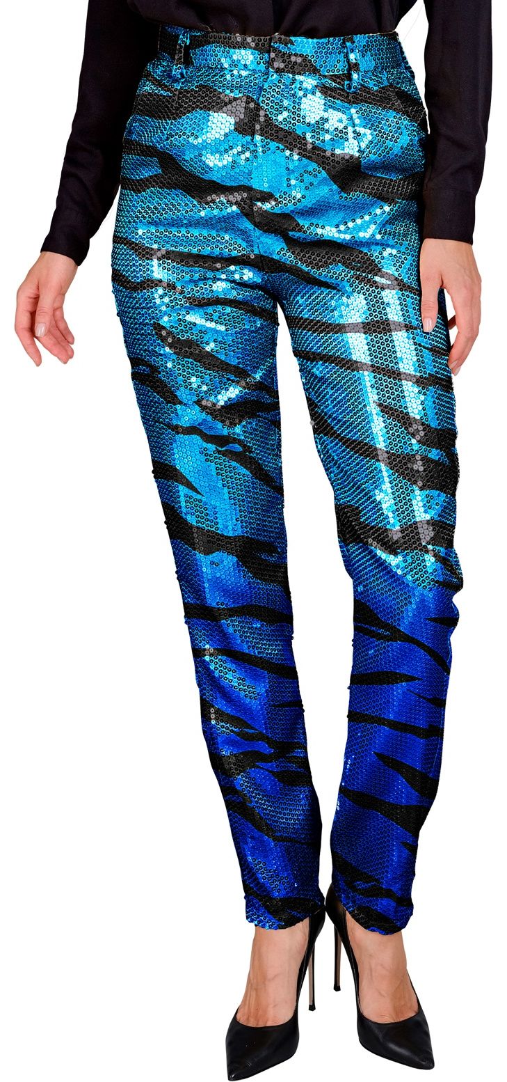 Blauwe Tijger Pailletten Broek Dames