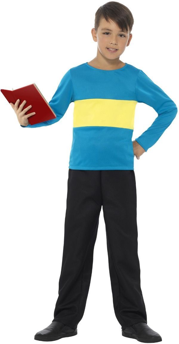 Blauwe Trui met Gele Streep