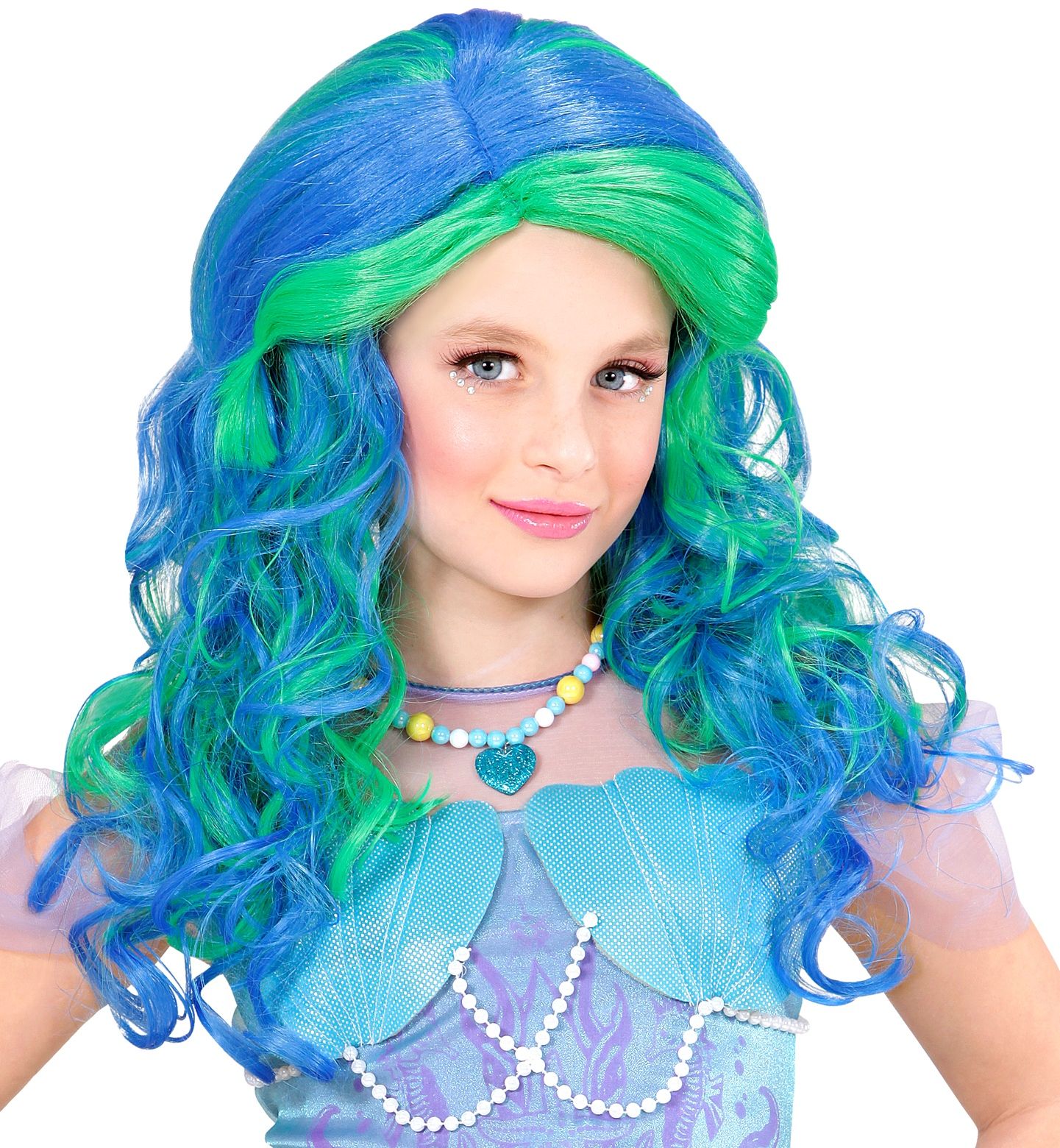 Blauwe Zeemeermin Pruik Kind
