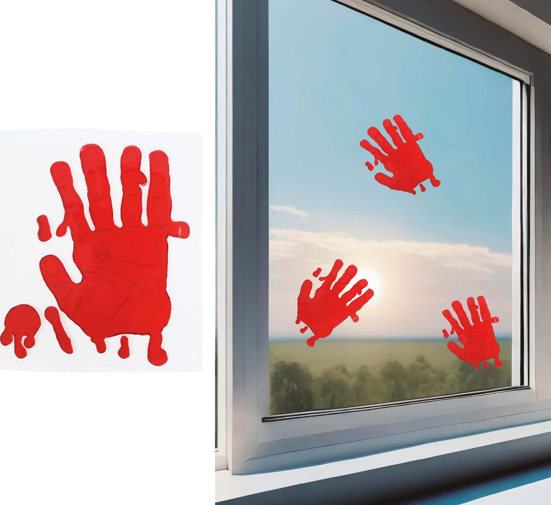 Bloederige Hand Raam Sticker 20cm