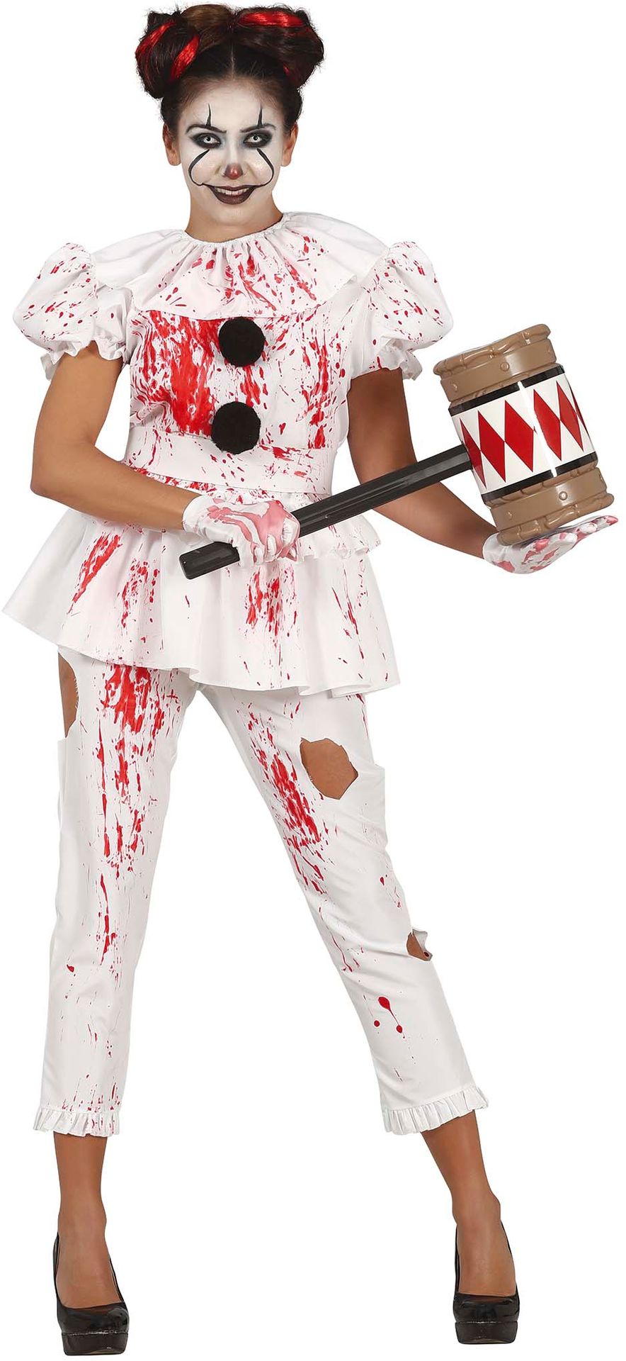 Bloederige killer clown kostuum vrouw