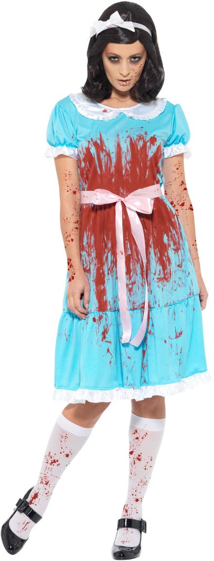 Bloederige Moordlustige Dames Kostuum Blauw