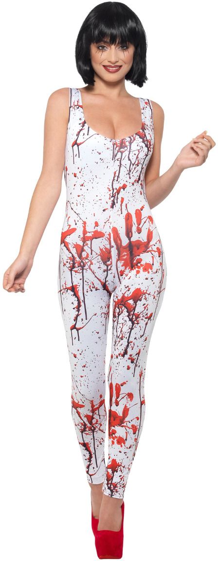 Bloederige Witte Catsuit Dames