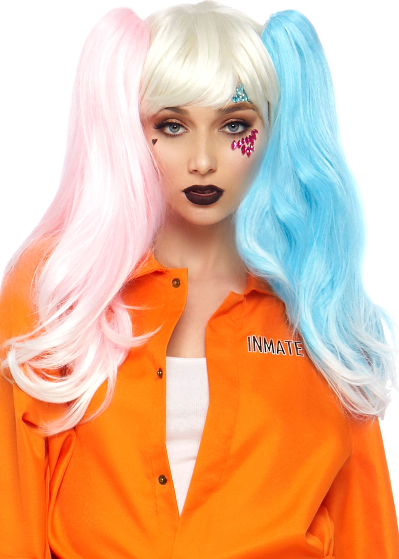 Blonde Bob Pruik met Gekleurde Staarten