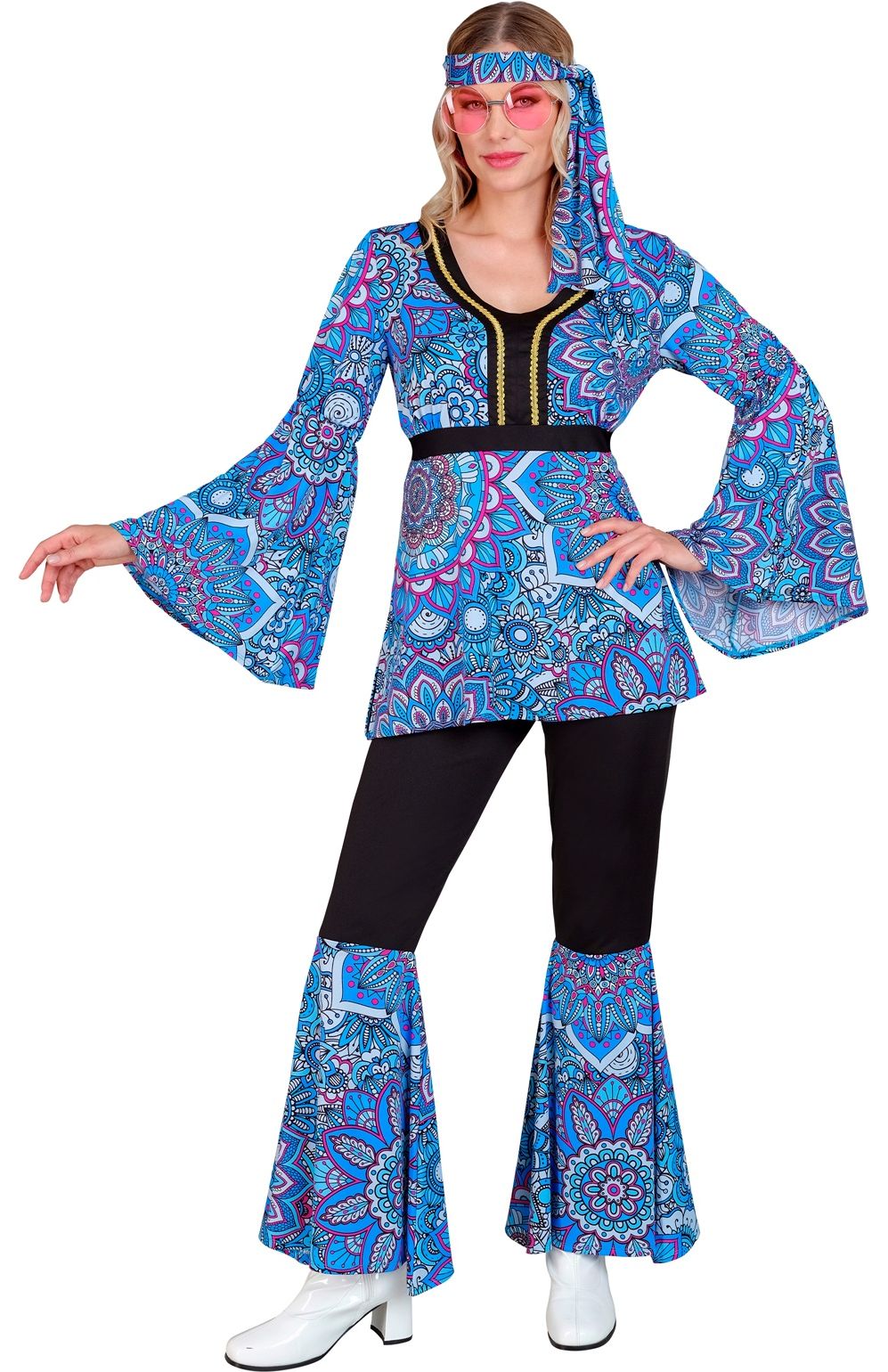 Blue Flowers Hippie Kostuum Dames