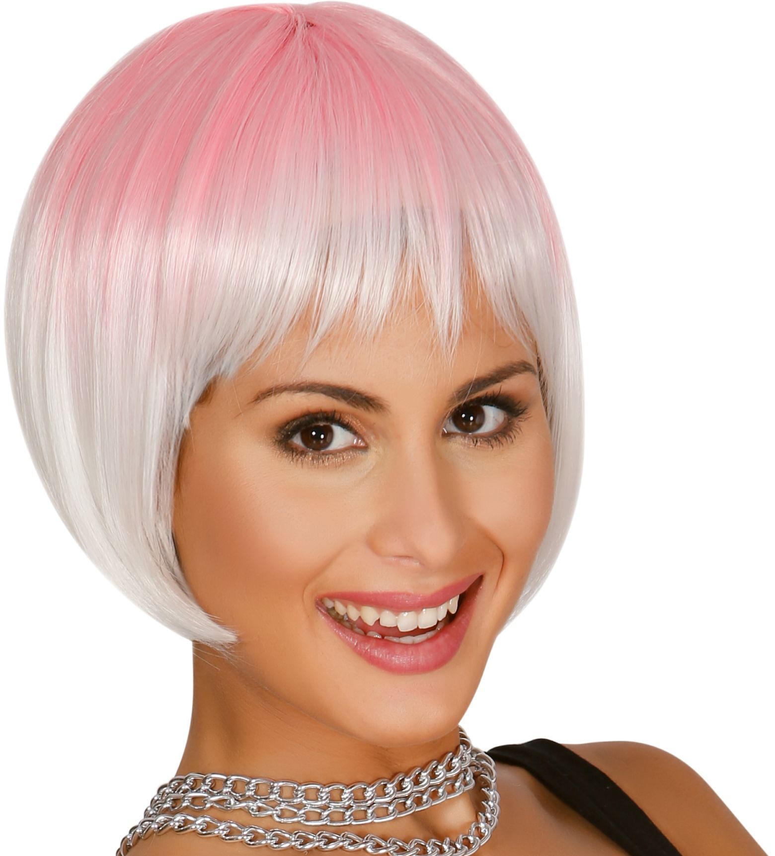 Boblijn Balayage Pruik Roze Zilver