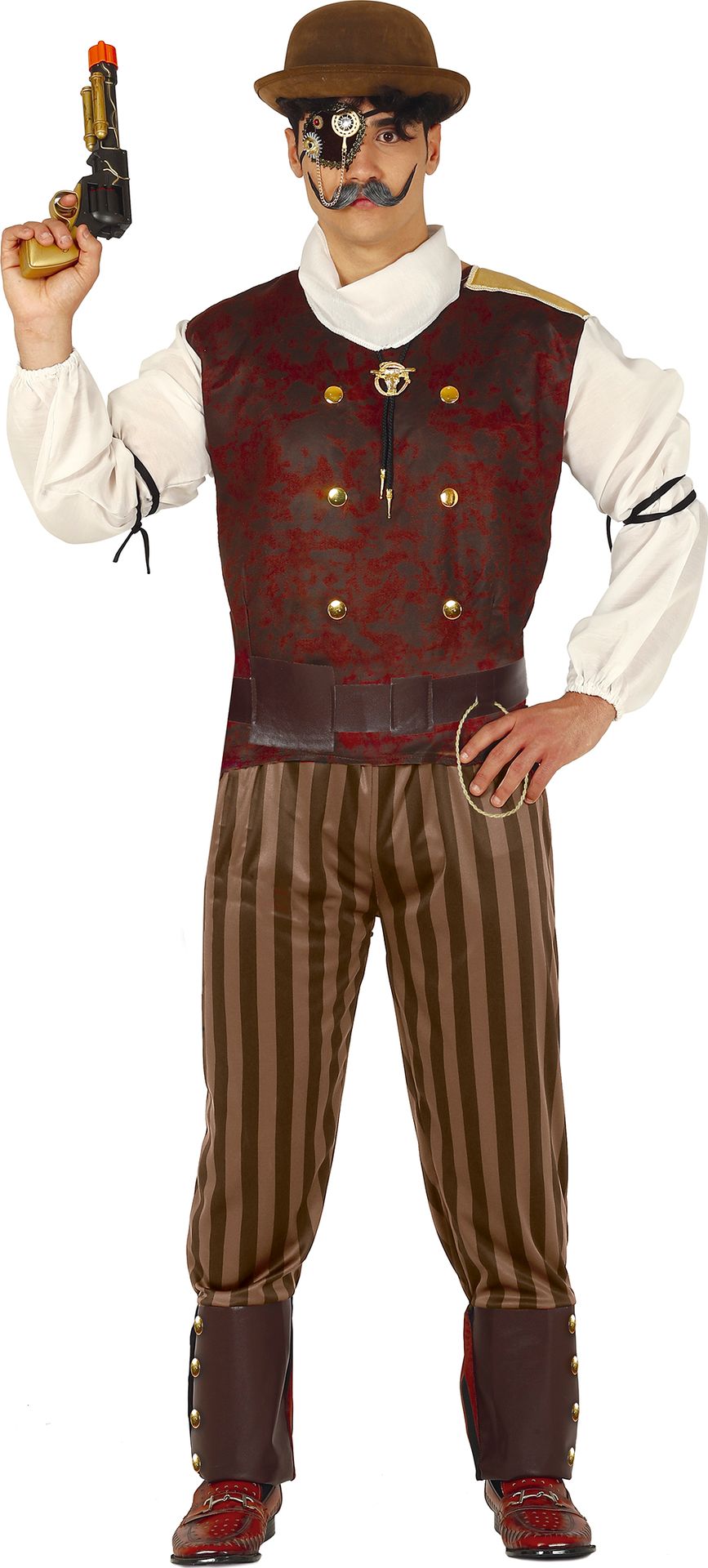 Bruin Gestreept Steampunk Kostuum