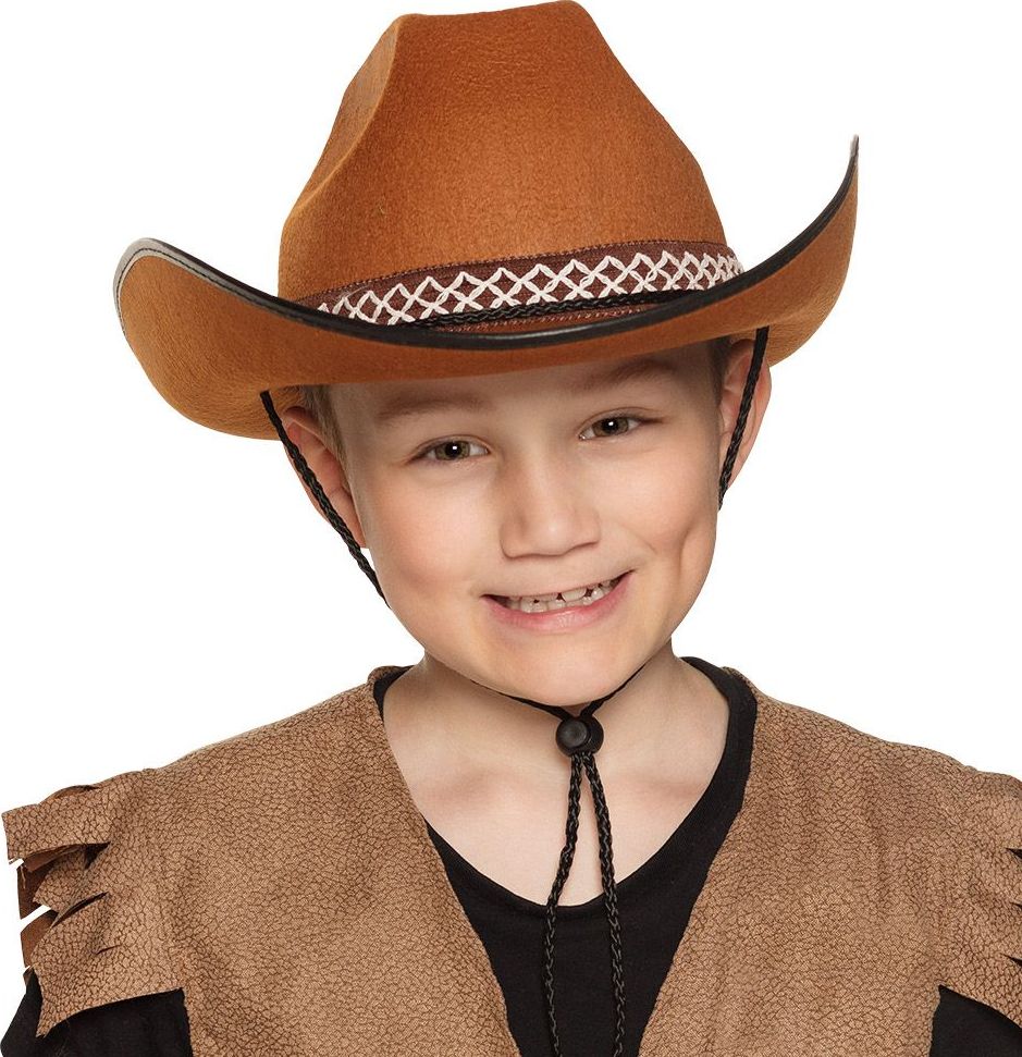 Bruine Cowboy Junior Hoed Kind