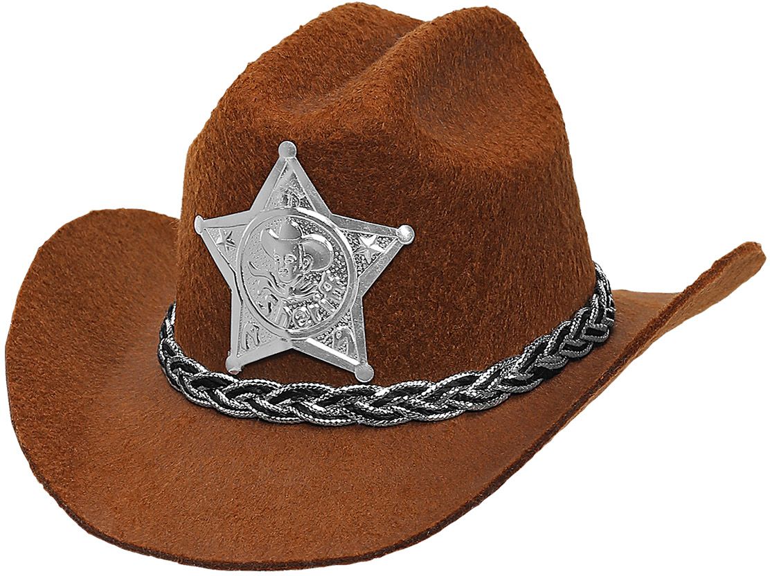 Bruine cowboy minihoedje met sheriff ster