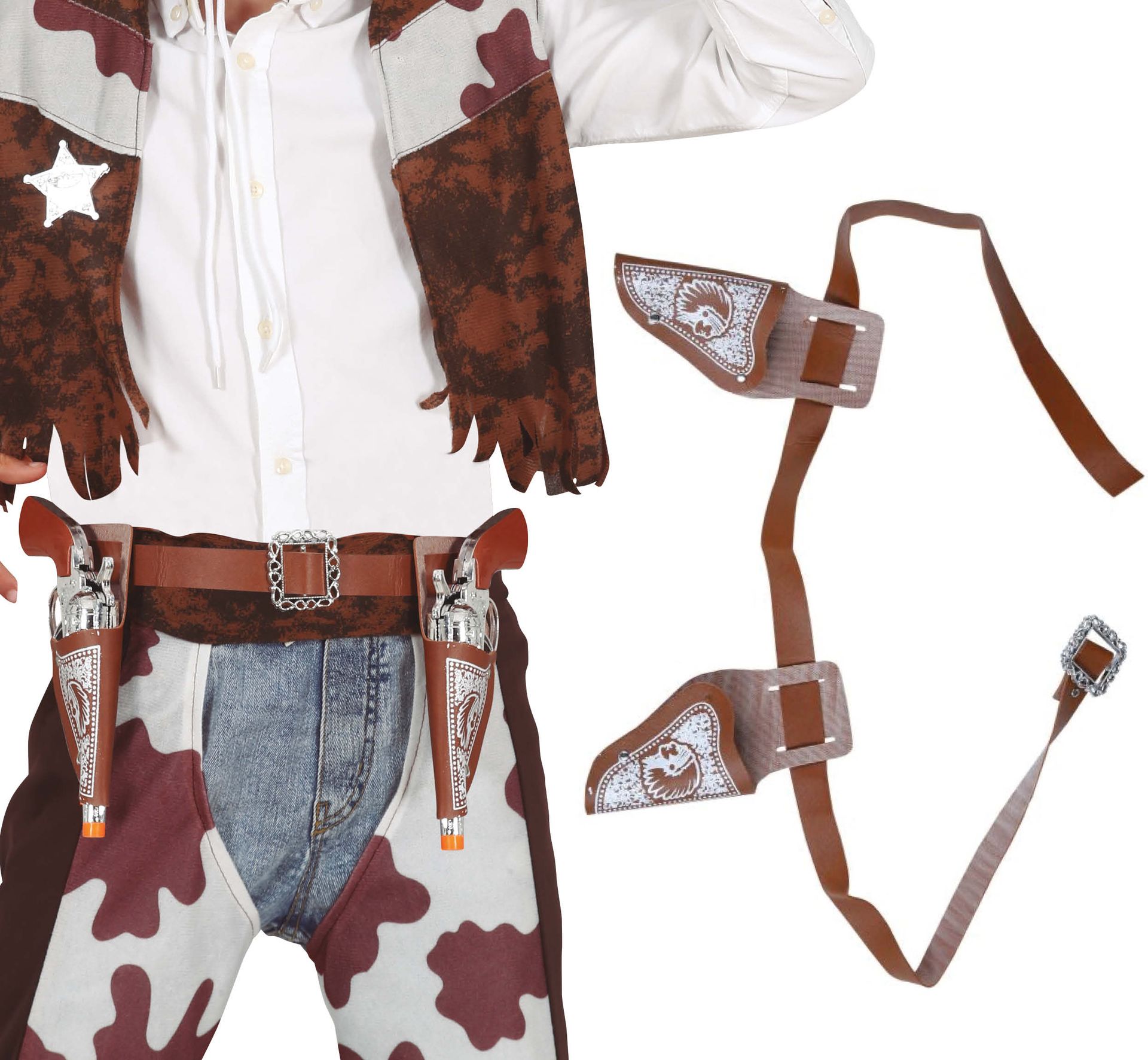 Bruine Cowboy Wapenriem Set