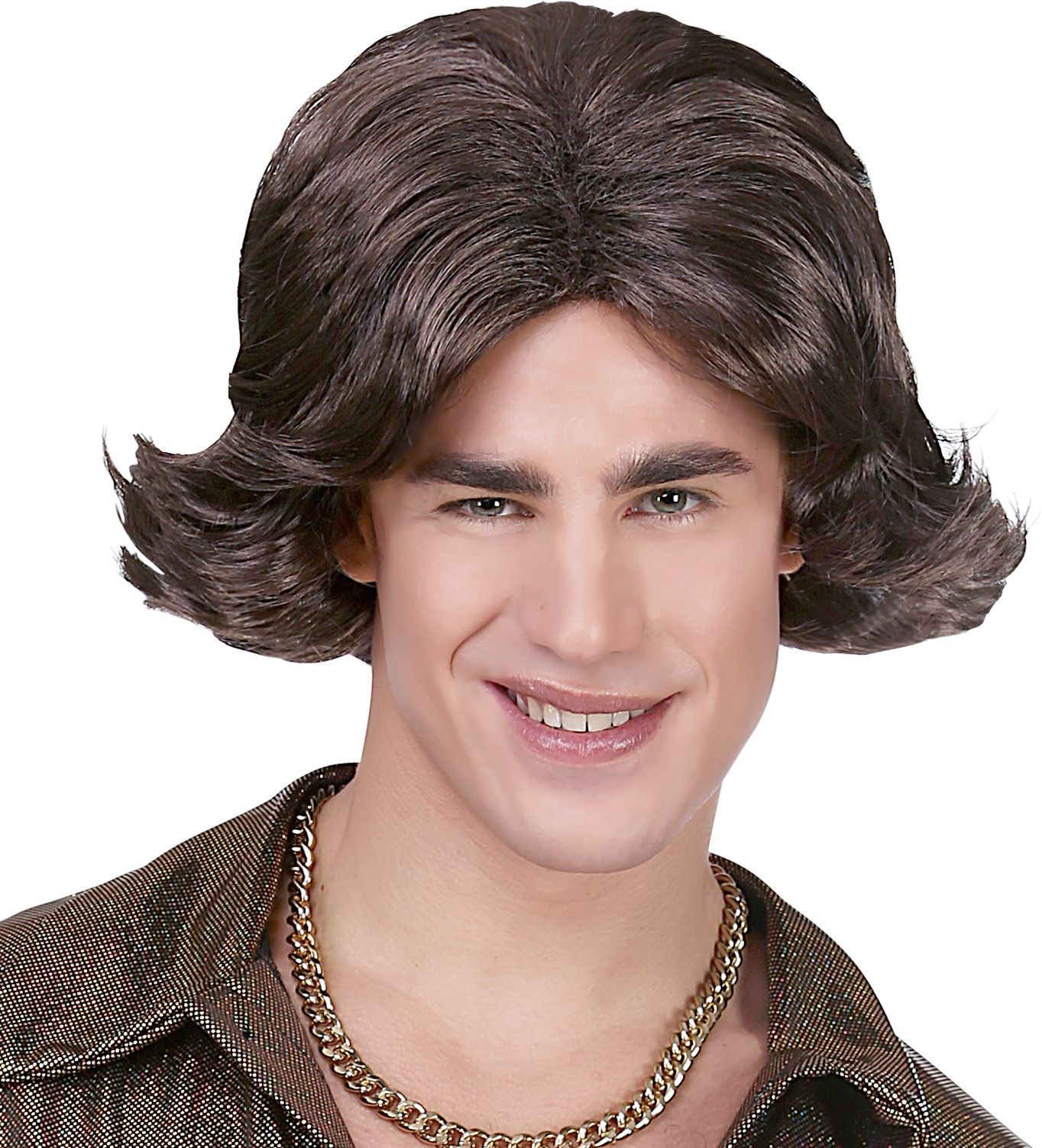 Bruine Disco Pruik Mannen