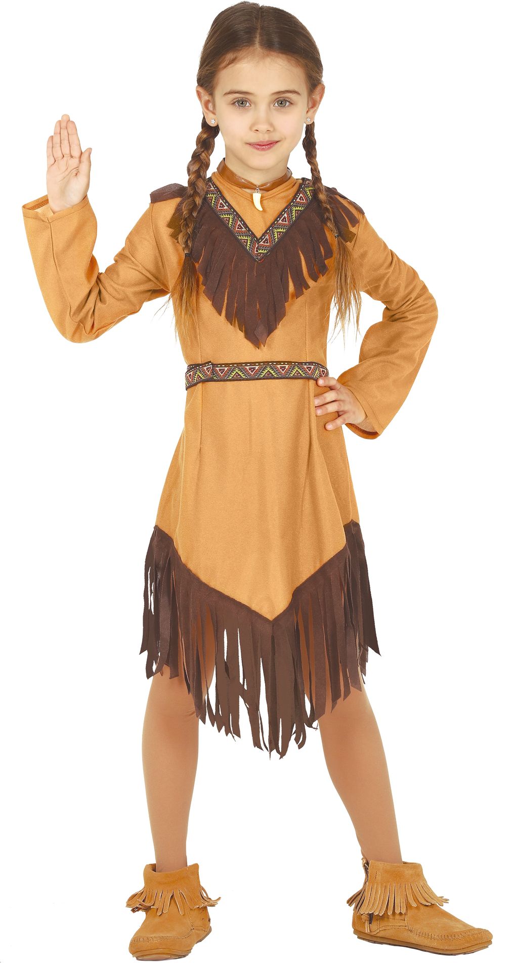 Bruine franje indianen jurk