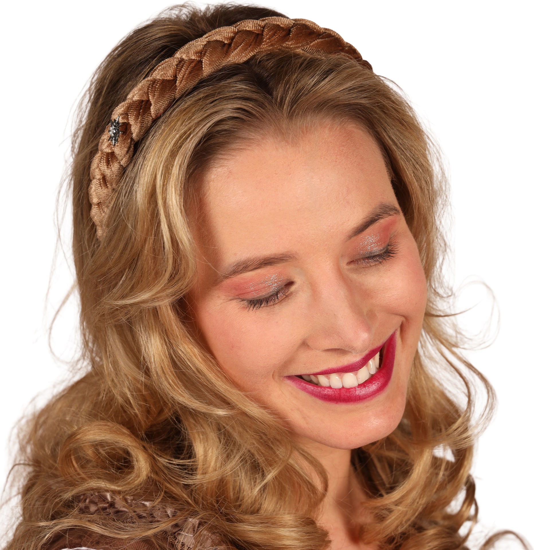 Bruine Gevlochten Haarband Alpentraum met Edelweiss
