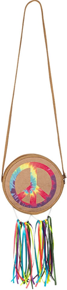 Bruine Hippie Dames Schoudertas met Peaceteken