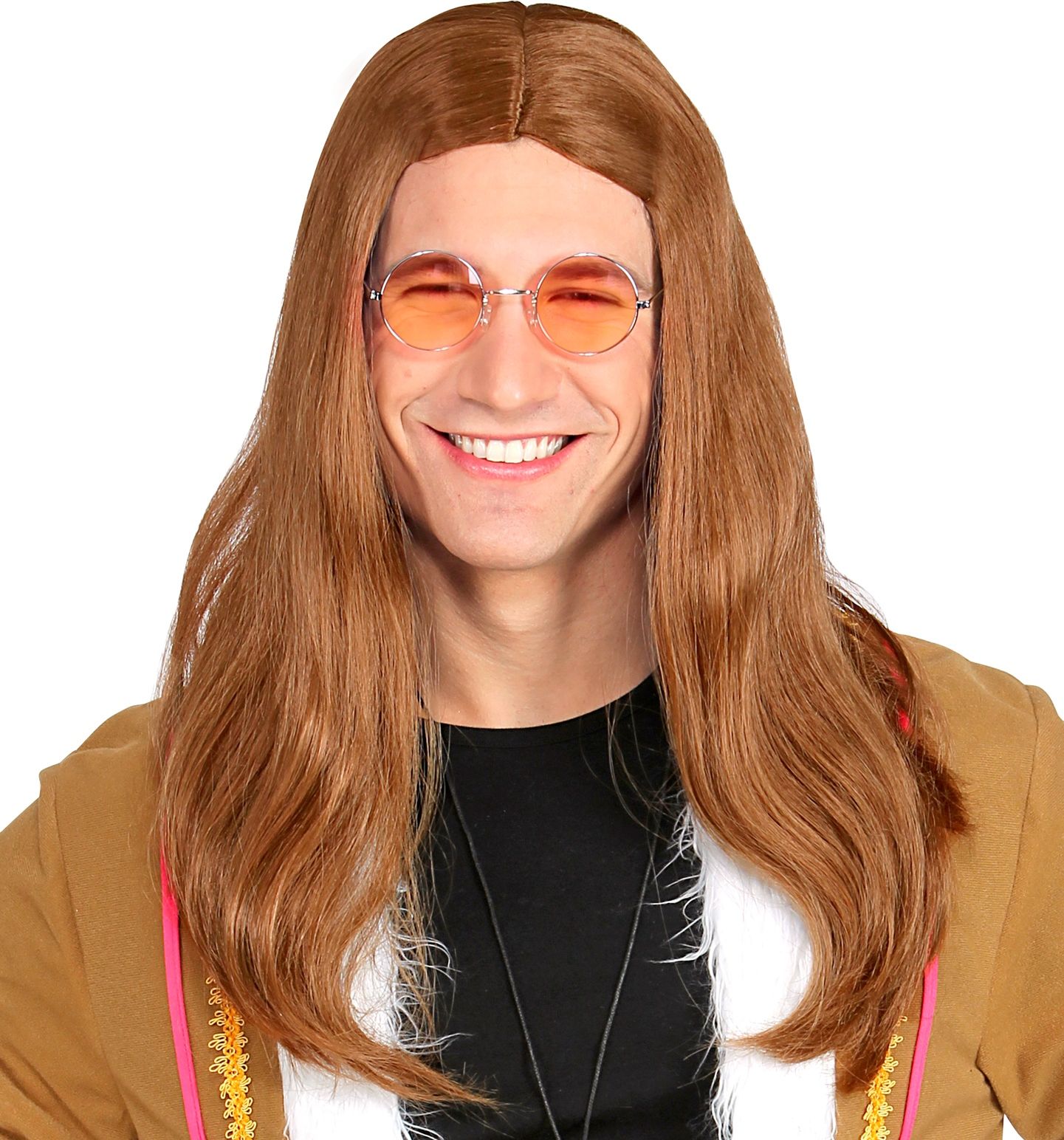 Bruine Hippie Pruik Heren
