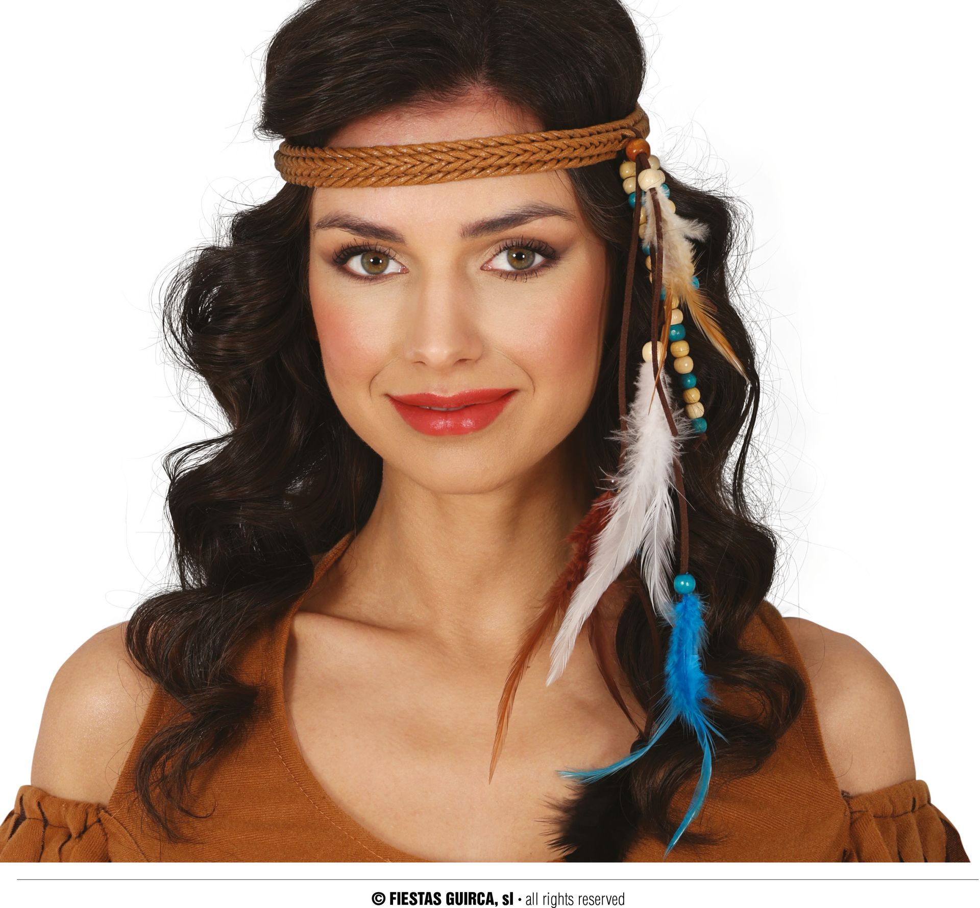 Bruine Indianen Hoofdband met Veer