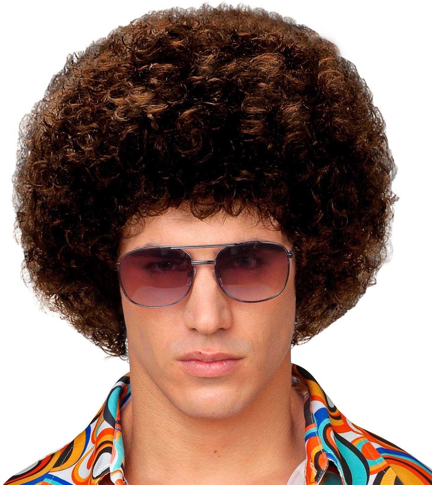 Bruine Krullen Pruik