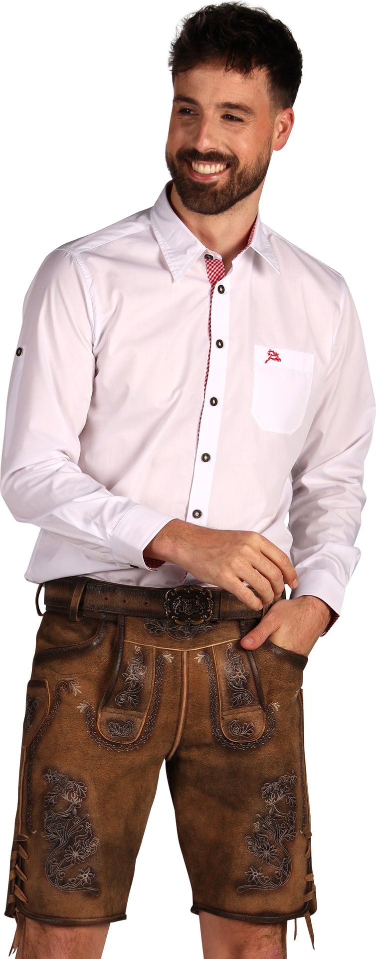 Bruine Leren Korte Lederhose Oktoberfest Heren