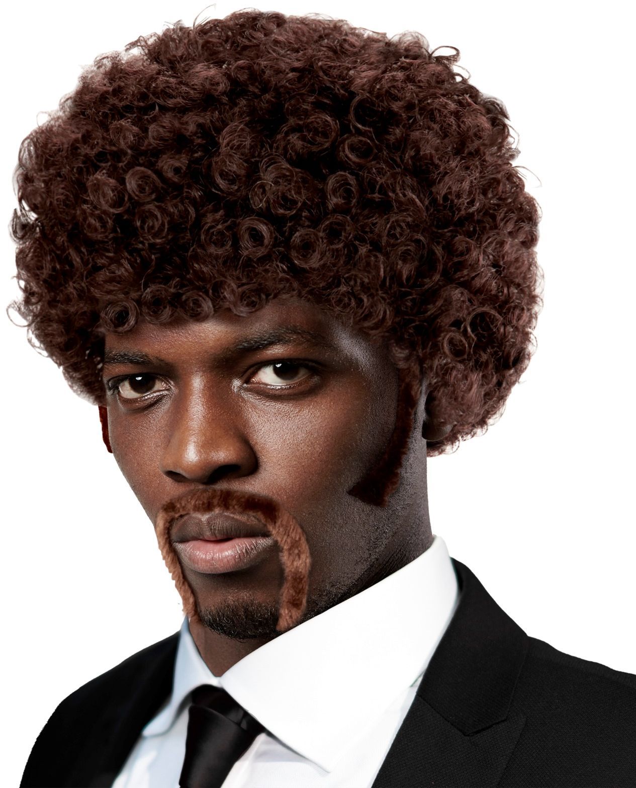 Bruine Pulp Fiction Afro Pruik
