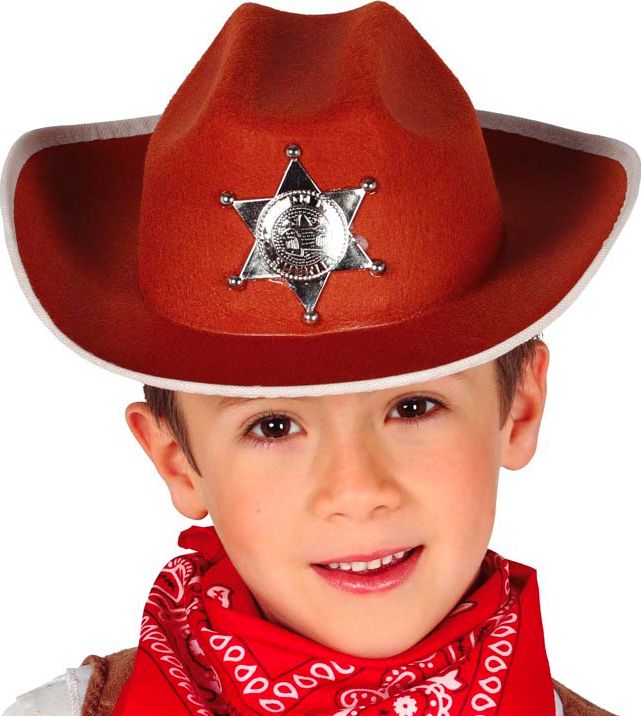 Bruine Sheriff Cowboy Hoed Kind
