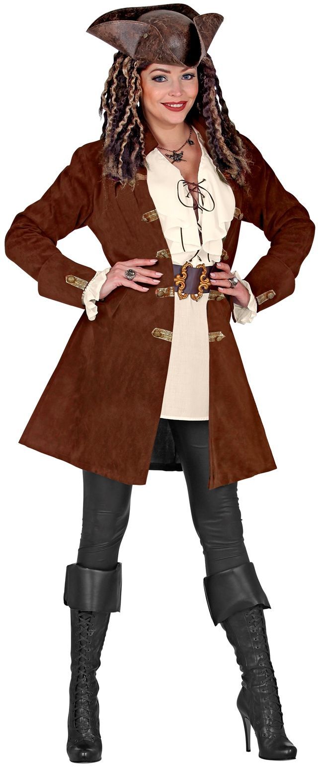 Bruine Suede Piraten Jas Luxe Dames