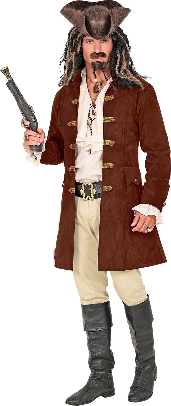 Bruine Suede Piraten Jas Luxe Heren