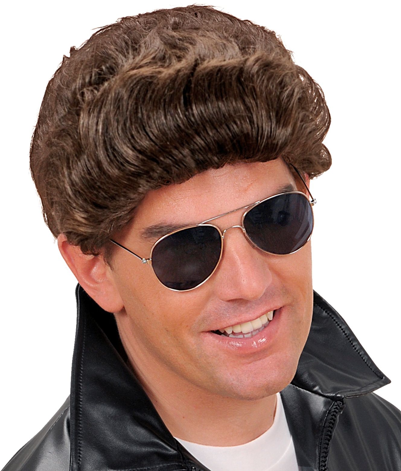 Bruine T-Birds Pruik