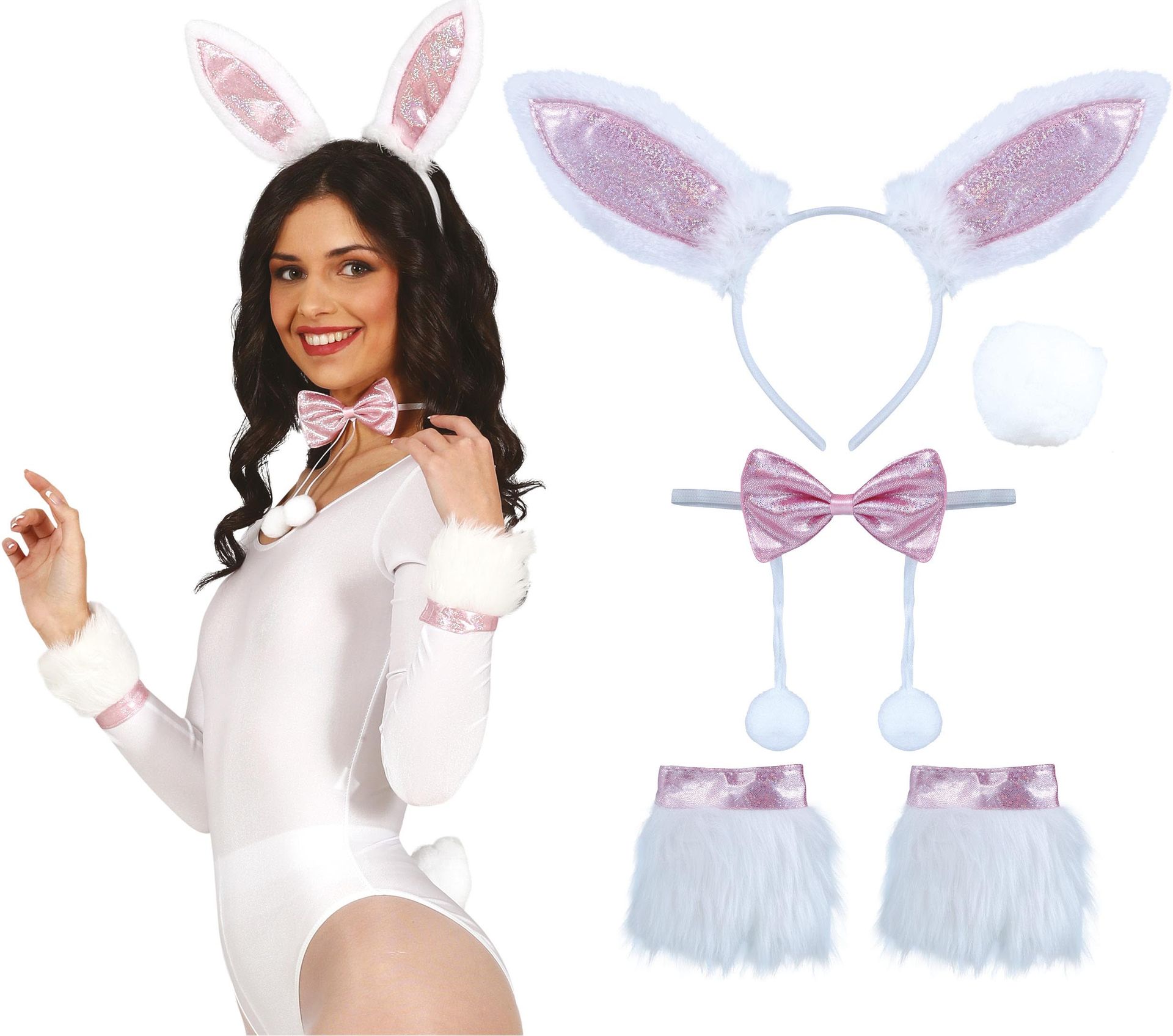 Bunny set Wit Roze
