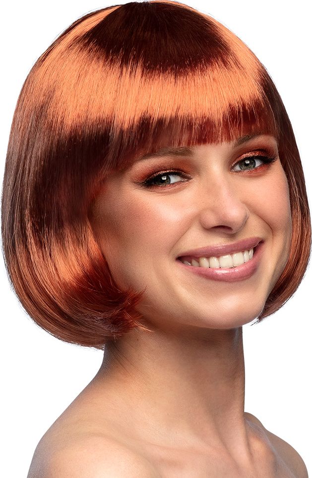 Cabaret Boblijn Pruik Koper Bruin