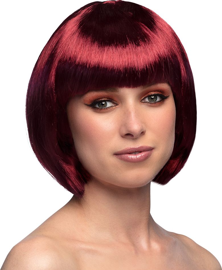 Cabaret Boblijn Pruik Mahonie Rood
