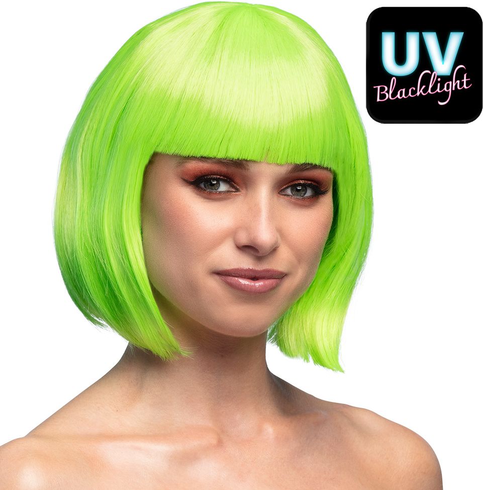 Cabaret Boblijn Pruik Neon Groen