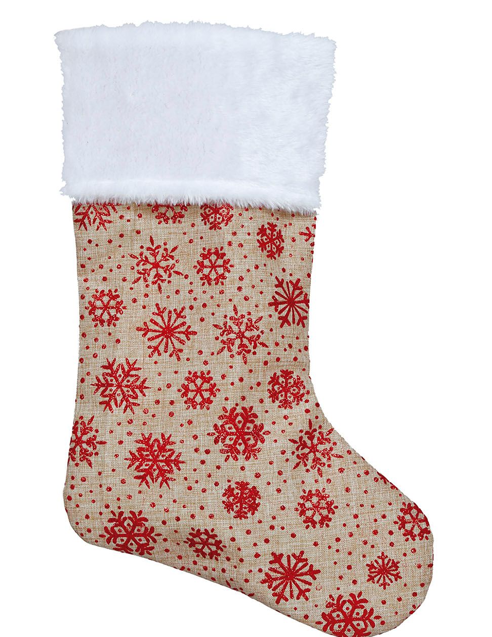 Cadeausok Kerst met Glitter Sneeuwvlokken 47cm