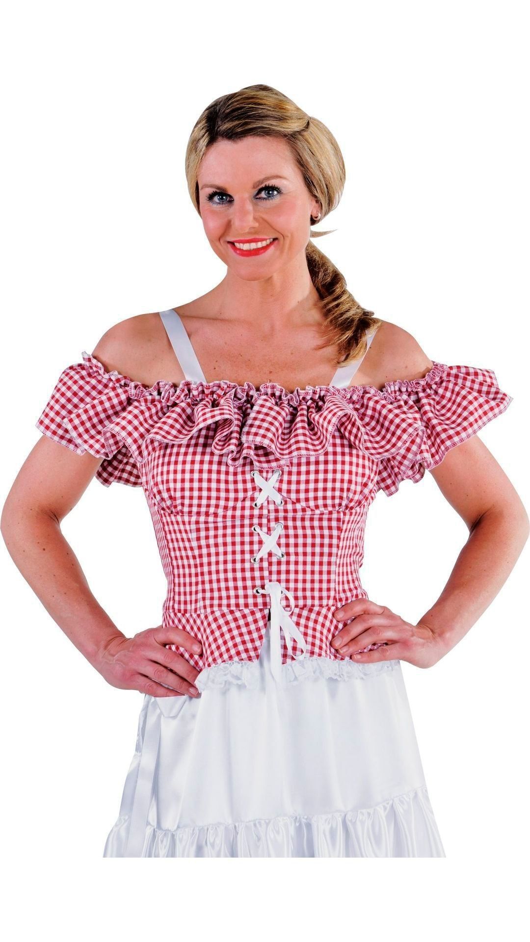 Carmen Blouse Rood-Wit Dames