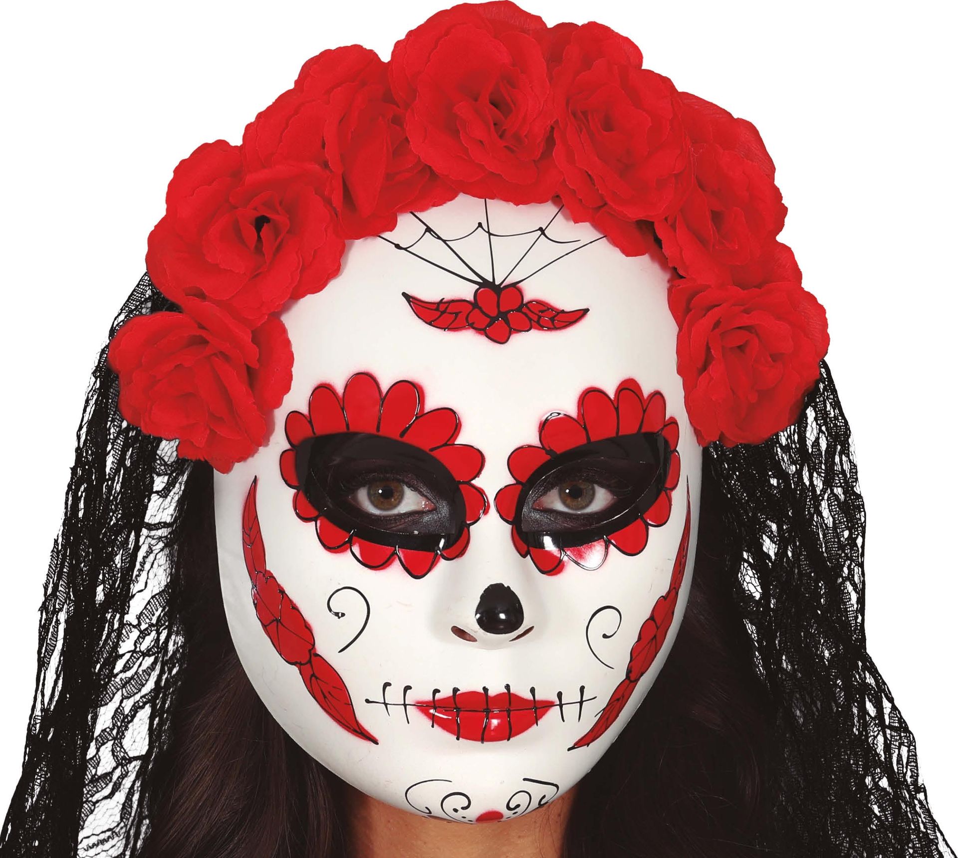Catrina Mexico Skelet Masker met Sluier