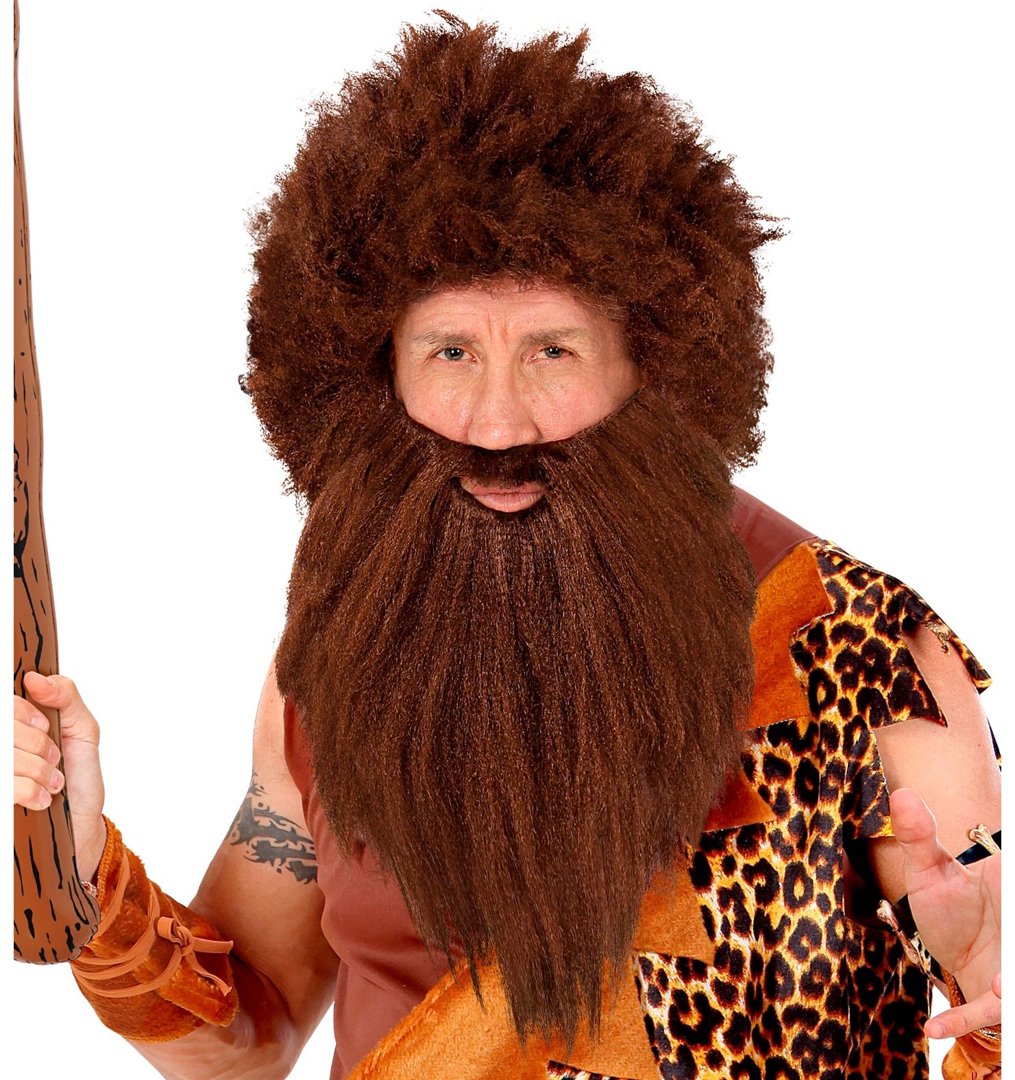 Caveman Grotbewoner Pruik Bruin