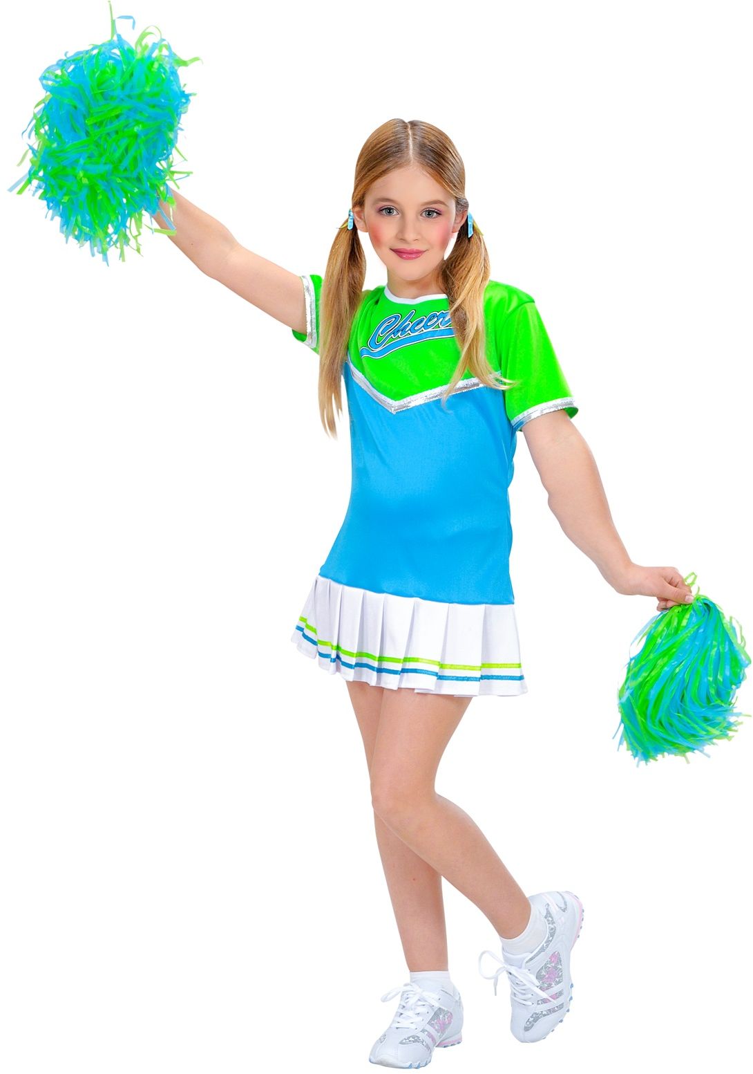 Cheerleader jurkje kind blauw groen
