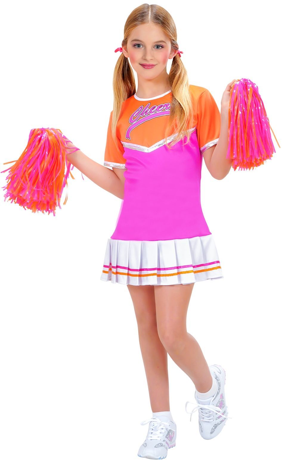 Cheerleader jurkje kind roze oranje