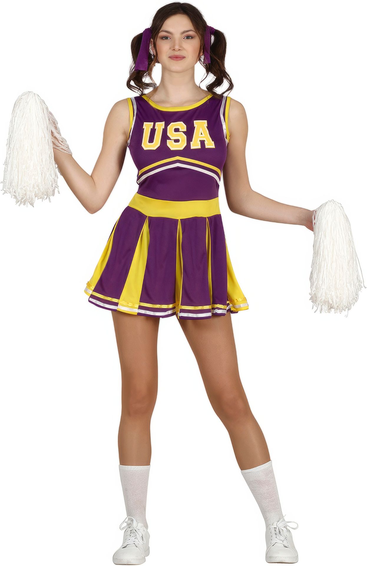 Cheerleader Outfit Tiener 14-16 Jaar Geel Paars