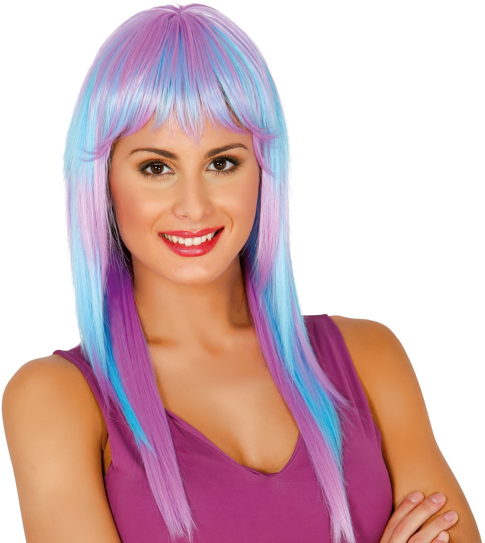 Cheshire Kat Pruik Blauw Paars