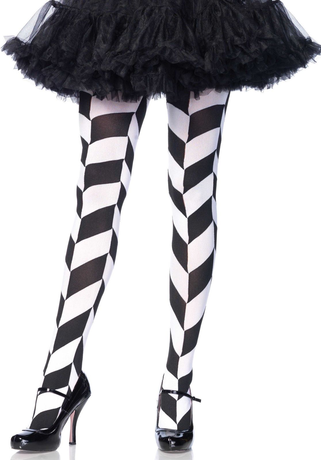 Chevron Zwart Witte Panty