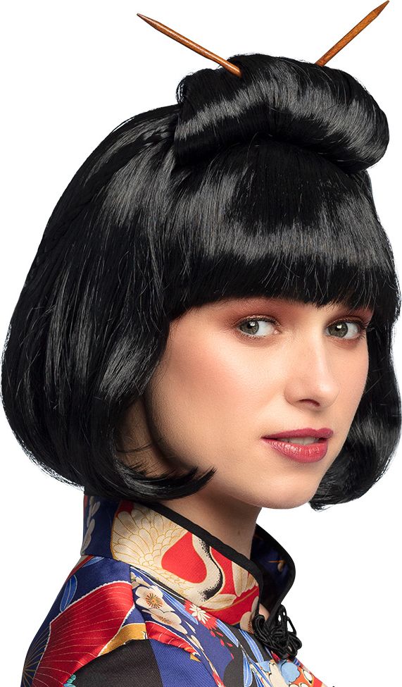 Chinese Dame Pruik met Haarstokjes
