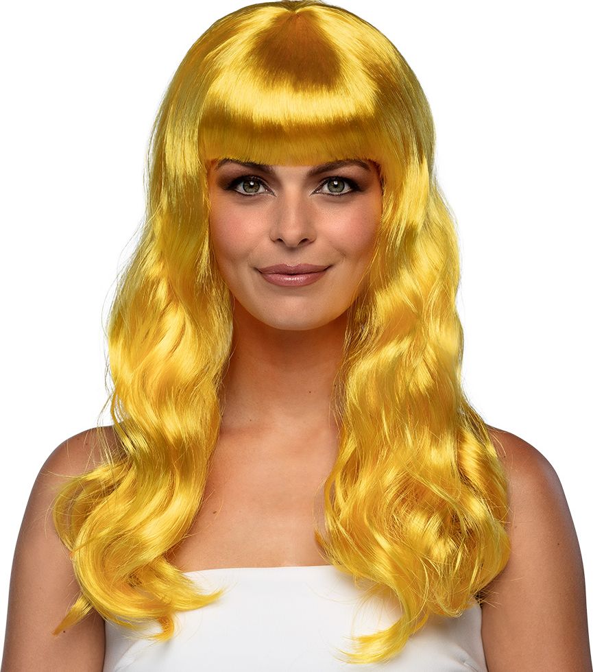 Chique Lange Pruik Geel