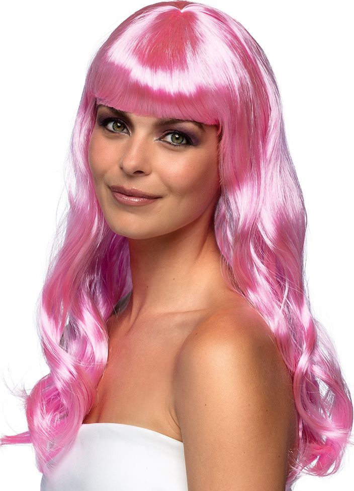 Chique Lange Pruik Lichtroze