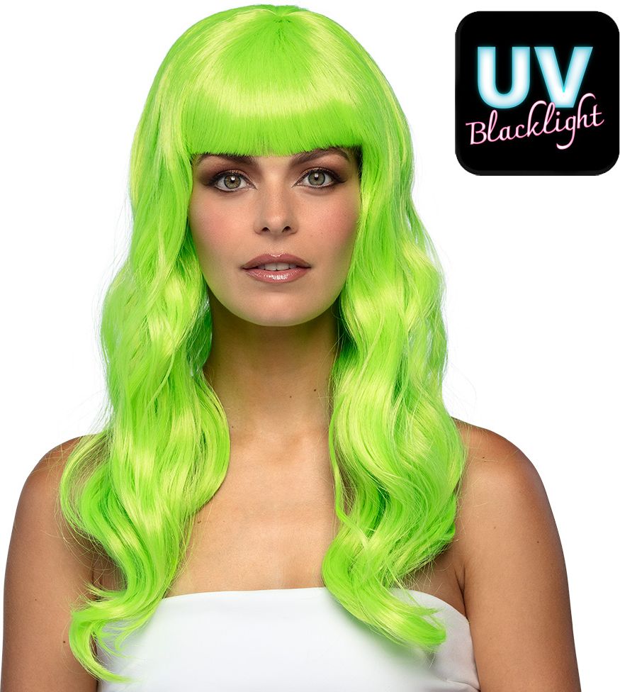 Chique Lange Pruik Neon Groen