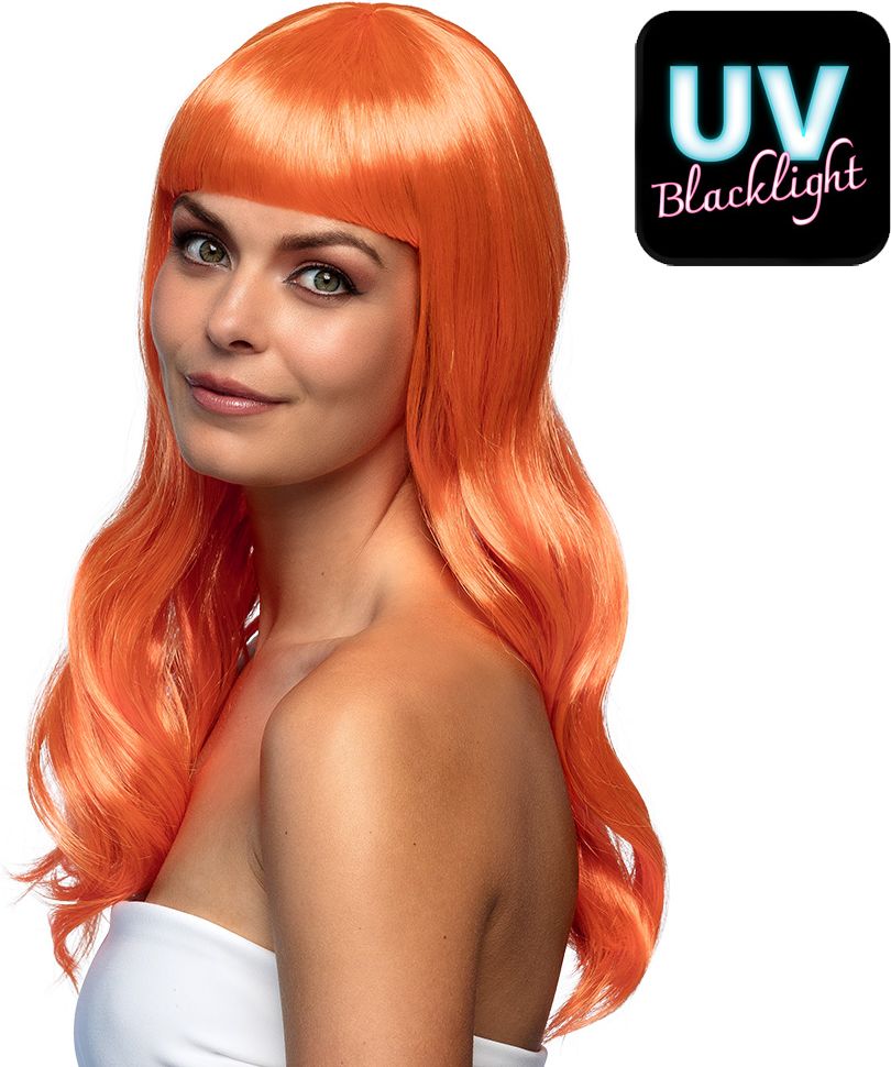 Chique Lange Pruik Oranje